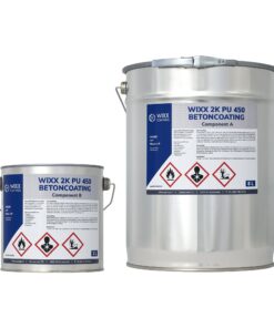 Betoncoating twee blikken van Wixx Coatings voor binnen en buiten